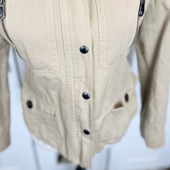 Martin and Osa Khaki Linen Blend Casual Military Style Utility Jacket Size 2 - Picture 7 of 14